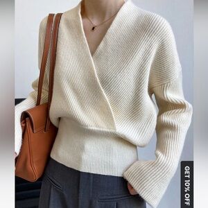 NWT Commense off white wrap sweater small